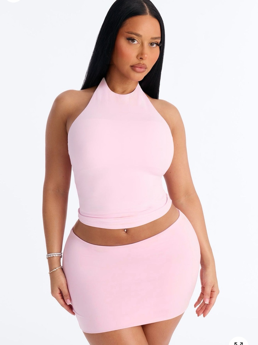 Fashion Nova “ SKIMS like “ Light Pink Halter Crop Tank